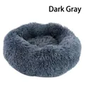 Premium round plush calming pet bed in dark gray color for small dogs and indoor cats - Dark Gray