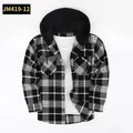 Stylish men's black and white plaid long sleeve hooded shirt for casual autumn wear - 3XL / Tops / Black