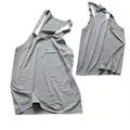 Professional detail view of a gray men's racerback gym tank top on a plain white background - M / Tops / Gray