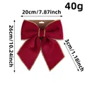 Decorative red velvet Christmas bow with gold trim for tree ornaments, 26cm size - Small Red Gold Edge (Q3-46)