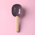 Cuchara moderna para comida de gatos y perros, color morado y beige, plástico de calidad - 20x8x4cm / Café y Rosa
