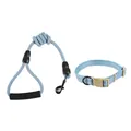 Durable light blue braided pet dog leash and matching collar set for small breed dogs. - Collar and Leash Set (EPT-5551) / 6mm Width (Suitable for 3-8 lbs) / Blue