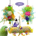 Set van 3 kleurrijke papegaaienspeeltjes met rotan ballen, bellen en bamboe buis - 3 Stuks (165g)