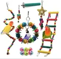 Comprehensive colorful bird toy set featuring ladder, swing, and bells for parrot cages - 12-Piece Set (Style 3)