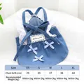Eleganter Hundeprinzessinnenkleid aus blauem Denim mit weißer Spitze und Schleifen - XS / Kleider / Hellblau
