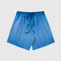 Vintage blue gradient cotton drawstring shorts with a washed distressed aesthetic. - S / Bottoms / Gradient Sapphire Blue