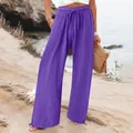 Lila weite Freizeithose mit Kordelzug an einem sonnigen Sandstrand in hoher Qualität - S / Unterteile / Lila