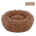Letto rotondo in peluche per animali, color caffè, cuccia calda a ciambella - Kaki