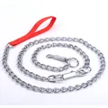 Durable heavy duty metal dog chain leash featuring a comfortable red nylon handle grip - Leash And Collar Set / 2.0mm x 170cm / Red