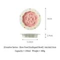 Ciotola anti-ingozzamento in ceramica da 16 cm con pois colorati e capacità di 150 ml - Piatto Slow Feeder Pois Bordo / Piatto Singolo / Rosa