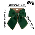 Large green velvet Christmas bow with gold glitter edges, 20x26cm dimension details - Small Green Gold Edge (Q3-43)
