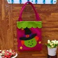 Halloween felt candy bag with cute green-faced witch and stars - XXS / Pink Witch