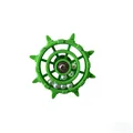 Green ship wheel parrot cage toy with rotating beads for bird entertainment and activity. - Green (White Beads)
