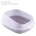Large semi-enclosed purple and white splash-proof cat litter box with high walls 55cm - S / Gray