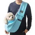 Sac de transport bleu clair réglable pour petits chiens et chats avec poche latérale - Sac d'Épaule pour Animaux / Bleu clair