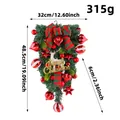 Feestelijke kerst teardrop swag met rendier rode ornamenten en geruite strik decor - Kerst Rendier Traan Swag