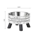 Elevated stainless steel pet bowl with floral pattern and wooden legs, 14x9cm size - Floral Elevated Bowl + Stainless Steel