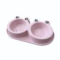 Cute pink frog-shaped double pet bowl for dogs and cats with non-slip bottom base - Single Bowl / S / Pink