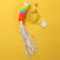 Colorful caterpillar cat toy with bell and ribbons for interactive indoor pet play. - Colorful Ribbon Caterpillar