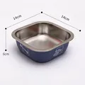 Durable square blue stainless steel pet bowl for cats and dogs with 14x14x6cm dimensions - Square Style / Blue / S