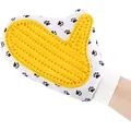 Silicone pet grooming and massage glove with paw print pattern for cats and dogs - Glove Style Massage Brush (A22) / White Yellow