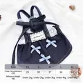 Detaillierte Größentabelle für Jeans-Haustierkleid mit Spitze und blauen Schleifen - XS / Kleider / Dunkelblau