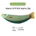 Realistic green hairtail catnip fish toy for cats with sound box, 24cm size - Green Knife Fish (zs-0448) / Green