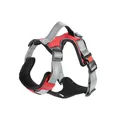 Close-up detail of adjustable red and grey breathable mesh dog harness vest with handle - M / Harness Only / Red