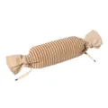 Large candy-shaped jute cat scratcher toy with brown checkered pattern for interactive play - Round Candy Pillow