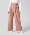 Elegante staubrosa Hose mit hoher Taille und weitem Bein in einer bequemen Passform - S / Unterteile / Rosa
