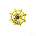 Yellow ship wheel rotating bird toy with white beads for parrots cage accessories - Yellow (White Beads)