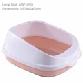 Large semi-enclosed pink cat litter box with high anti-splash walls - L / Pink