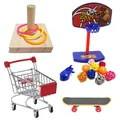 4-piece parrot toy set with mini shopping cart, basketball hoop, ring toss and skateboard - Four-Piece Set