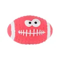 Durable squeaky pink latex football dog toy featuring funny cartoon eyes for pet play - Emoji Rugby / 9x7cm / Pink