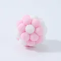 Macaron-colored pink and white plush pom-pom ball toy for cats to play interactively - Pink White