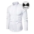 Elegant white wing collar tuxedo shirt with pleated front and free black bow tie - 3XL / Tops / White