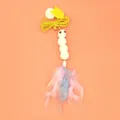 Jouet interactif pour chat avec plumes colorées, clochette et chenille en peluche douce - Chenille À Plumes Colorées