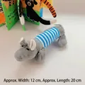 Durable blue striped plush dog squeaky toy for pets, dimensions 20cm x 12cm for small dogs - Grey Elephant
