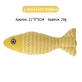 Yellow linen fish-shaped catnip toy for cats with wave pattern, approx 21x9x5cm size - Linen Fish Yellow (zs-0448) / Yellow
