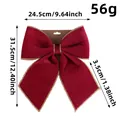 Large red velvet Christmas bow with gold glitter edge, 56g weight and size labels - Medium Red Gold Edge (Q3-47)