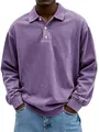 Detailed front view of a vintage purple loose fit long sleeve polo shirt for men - Purple