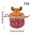 Christmas reindeer drawstring gift bag, knitted holiday candy pouch, 15x22cm dimensions - Burlap Reindeer