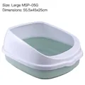 Large semi-enclosed anti-splash cat litter box in light green and white colorway - L / Blue