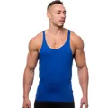 Athletic men's slim fit gym training stringer tank top in a vibrant royal blue finish - M / Tops / Blue
