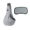 Gray fabric pet sling carrier with black and white checkered removable bottom mat - Buckle Bag (With Checkered Bottom Plate) / 65x30x80cm / Gray