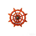 Vibrant orange rotating ship's wheel bird toy with white pearls for parrot birdcage fun - Orange (White Beads)