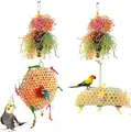 Kleurrijke papegaaienspeelgoedset met rotan ballen en geweven bamboe voor verschillende vogels - 4 stuks