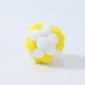 Interactive soft plush bouncy ball cat toy in yellow and white macaron color scheme - Yellow White