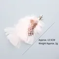 Light pink feather cat teaser wand replacement head with bell and clasp, 13.5cm - Pink Fluffy Polka Dot Feather Replacement Head (CT206)