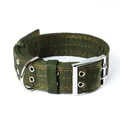Durable army green 4-layer thickened nylon dog collar with heavy duty metal buckle for large dogs - Belt Buckle Style / 4.0*44-60cm / Army Green